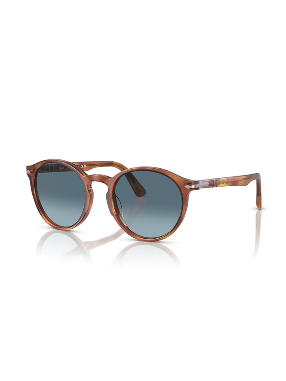 Persol Brown Tortoiseshell Sunglasses with Blue Gradient Lenses